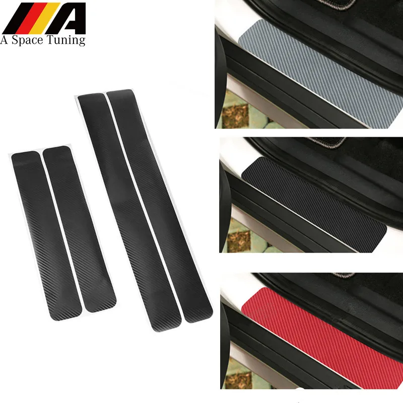 

4Pcs Universal Car Door Sill Protector Carbon Fiber Sticker Door Plate Scuff Scratch Protection Cover Auto Styling Accessories