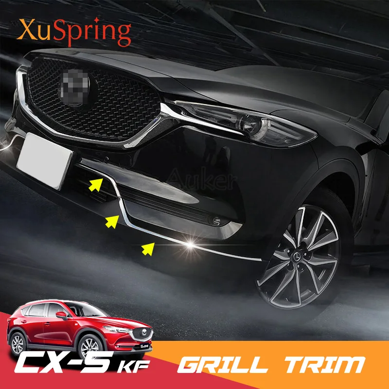 

For Mazda CX-5 CX5 2017 2018 2019 KF Front Bottom Bumper Molding Grill Trim Cover Stickers Garnish Car accessories NEW styling