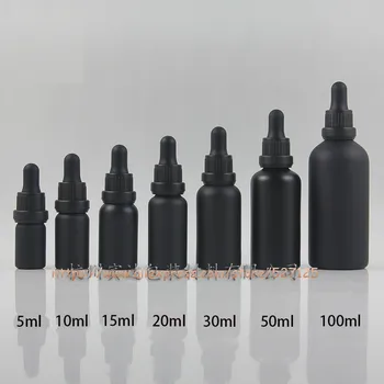 

5ml 10ml 15ml 20ml 30ml 50ml 100ml black frosted bottle with theftproof dropper lid,perfume/liquid/essential oil glass container