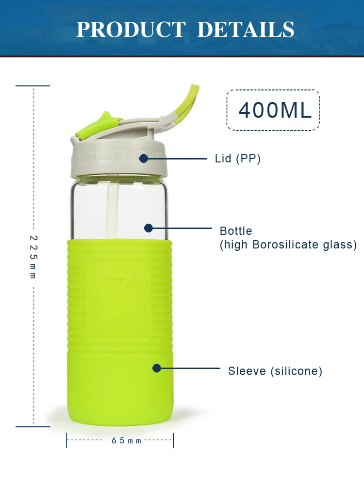 Bpa Free Glass Water Bottle Sport Drinking Water Bottle With Straw