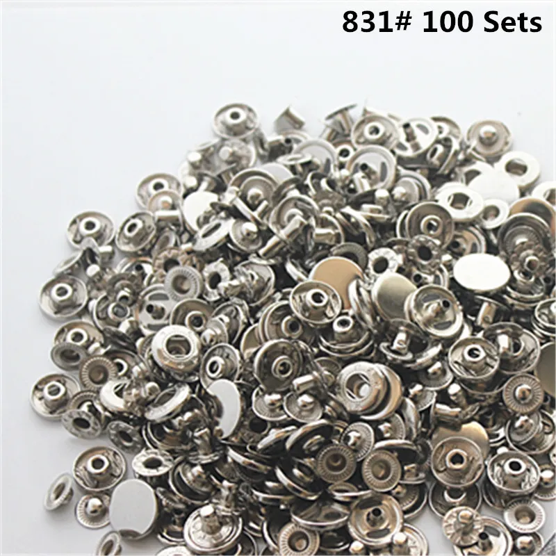 

100 sets of 831 silver electric cupronickel snap button 1.5 cm down jacket hidden-interlocking button button four men's coat