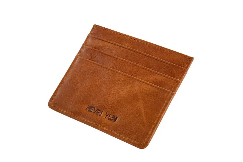 KEVIN YUN Designer Brand Vintage Men Card Holder Wallet Genuine Leather Mini Pocket Credit ID Card Case