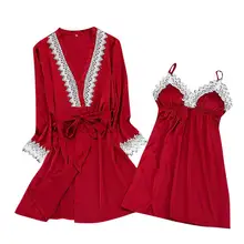 Модное летнее женское белье, шелковое кружевное платье, ночная рубашка для сна, ночная рубашка, пижама, пэчворк, Honeymoo, Женское ночное белье, комплект