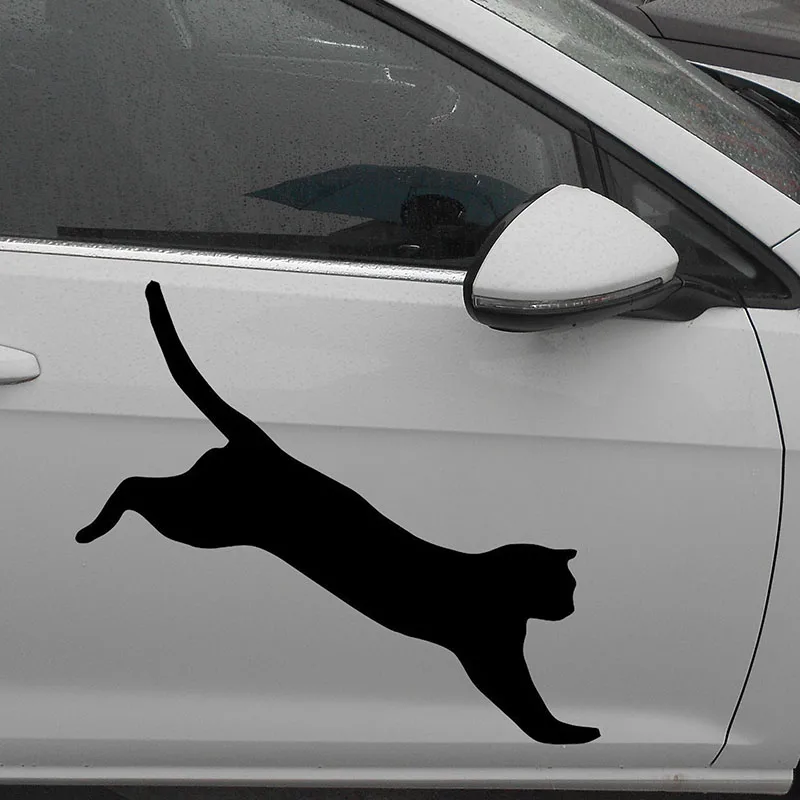 length65cm Black Cat Jumping Car Sticker For Cars Side Door, Truck