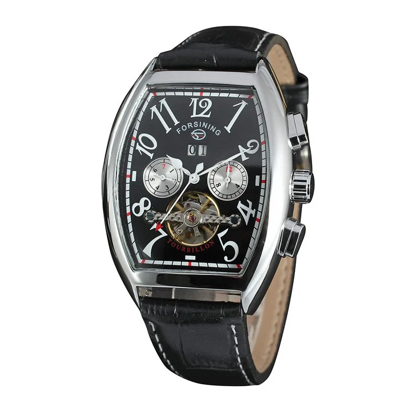 

Tourbillon double fake eye band calendar men's watch automatic mechanical belt watch