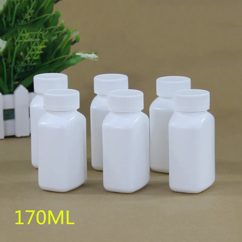 

20PCS Food Grade plastic HDPE medicine bottle white square Empty capsule bottle Solid powder packaging container jar