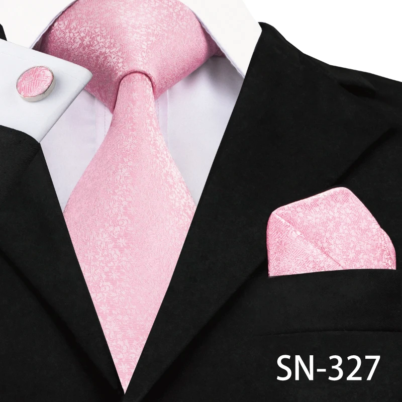 SN-327 Hi-Tie Шелковый мужской галстук розовый цветочный галстук для мужчин Роскошный шелковый галстук платок модный дизайнерский бизнес Свадебный мужской галстук s - Цвет: SN-327