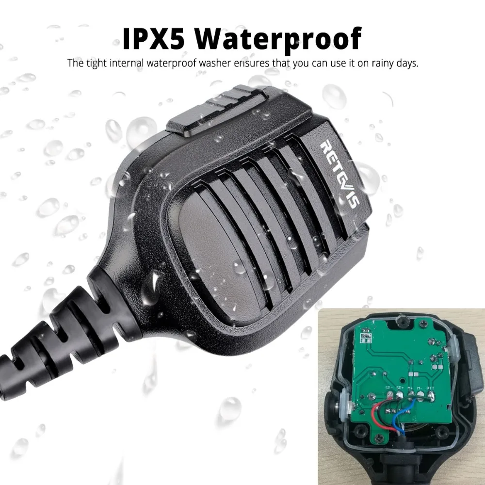 IPX5 Водонепроницаемый 2Pin M разъем динамик микрофон микрофоны для Motorola микрофон CP200/GP300/GP68/GP88 Retevis RT54 HYT Walkie Talkie