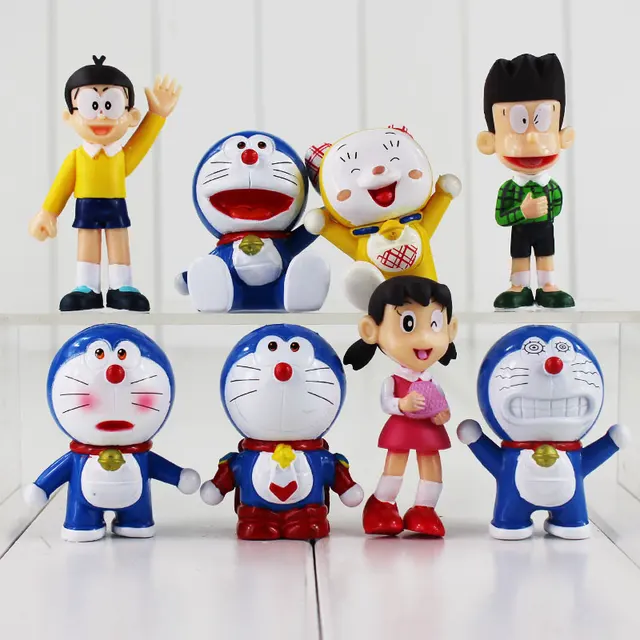 8pcs set new arrival anime doraemon action figures toys 10cm cute