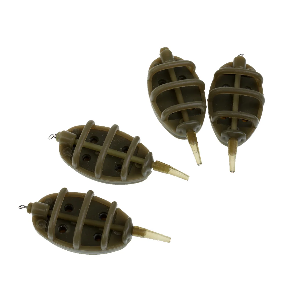 2 Sets Carp Fishing Feeder Set Lead Sinker Fishing Bait Cage & Quick Release Method Mould Fishing Bait Cage