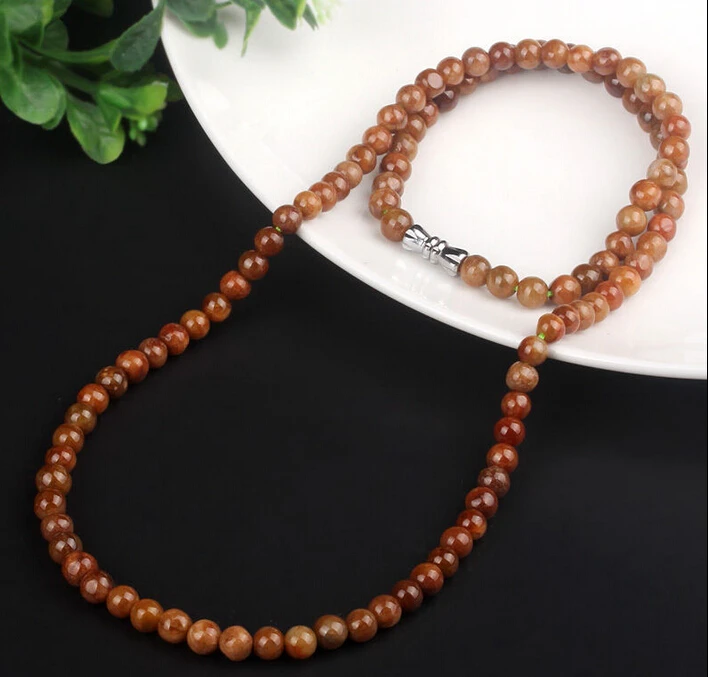 

1745 CERTIFIED Chinese Natural Brown Jade (Jadeite) Smooth Bead Necklace
