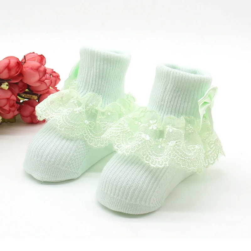 Христианское распятье, зимние теплые Meia Infantil, хлопковые носки для малышей Детские Вязаные гольфы принцессы с оборками и кружевом для новорожденных - Цвет: 2