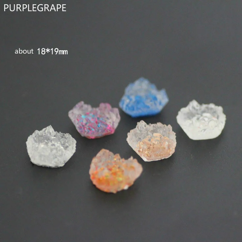 

PURPLEGRAPE DIY Jewelry Accessories Resin Crystal Cluster Irregular Ore Patch Symphony Earrings Handmade Materials A Pack of 6
