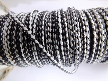 

Bulk 100m/lot 3mm White+Black Braided Leather Cord Fit Necklace Bracelet A-2313