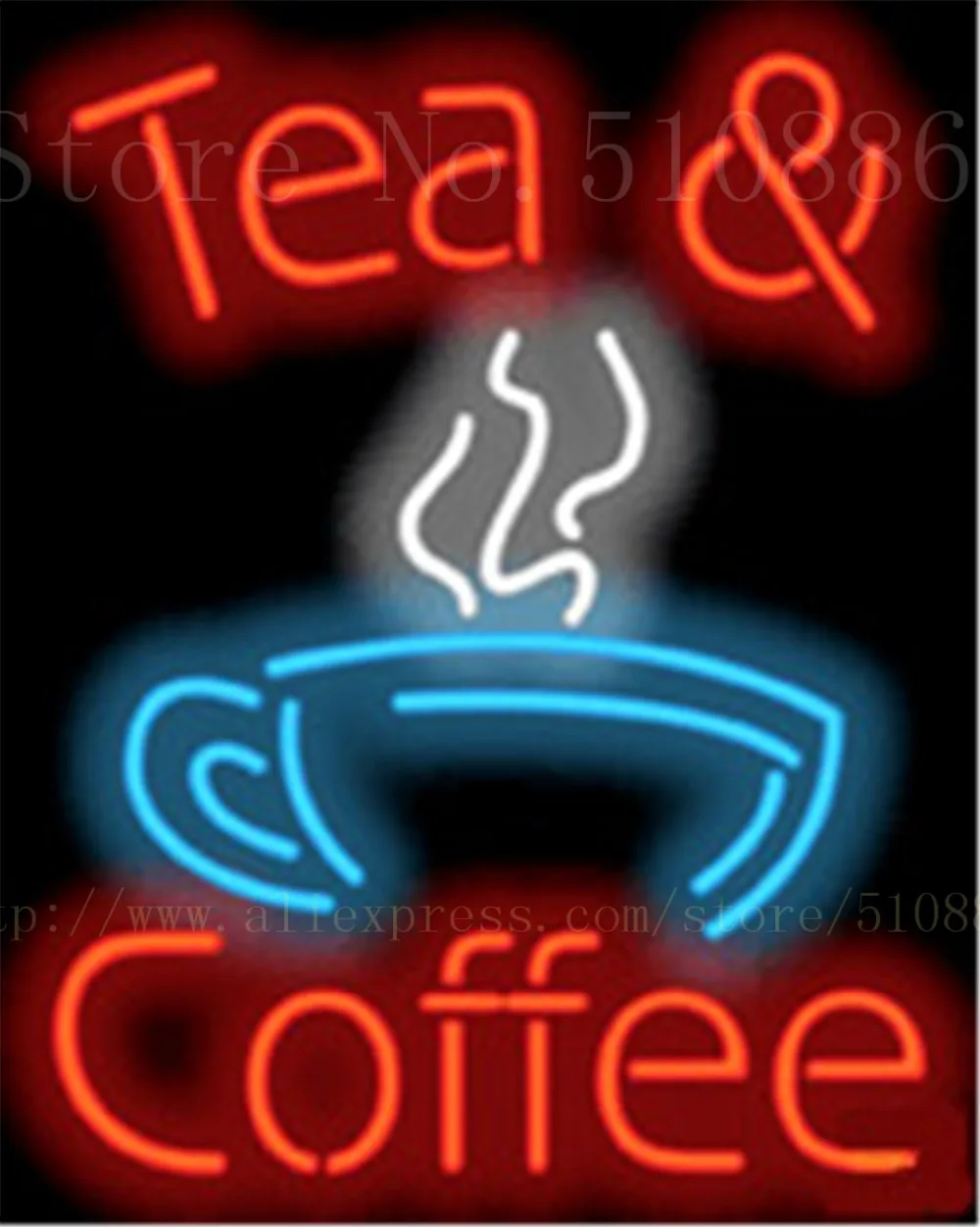 Tea Coffee Neon Sign Real Glass Tube Bulbs Light Bar Beer Club