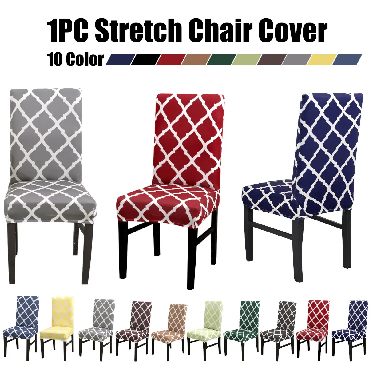 

Universal Spandex Chair Covers Stretch Elastic Slipcover Geometric Print Chair Cover Seat Kitchen Banquet Hotel Home Decoration