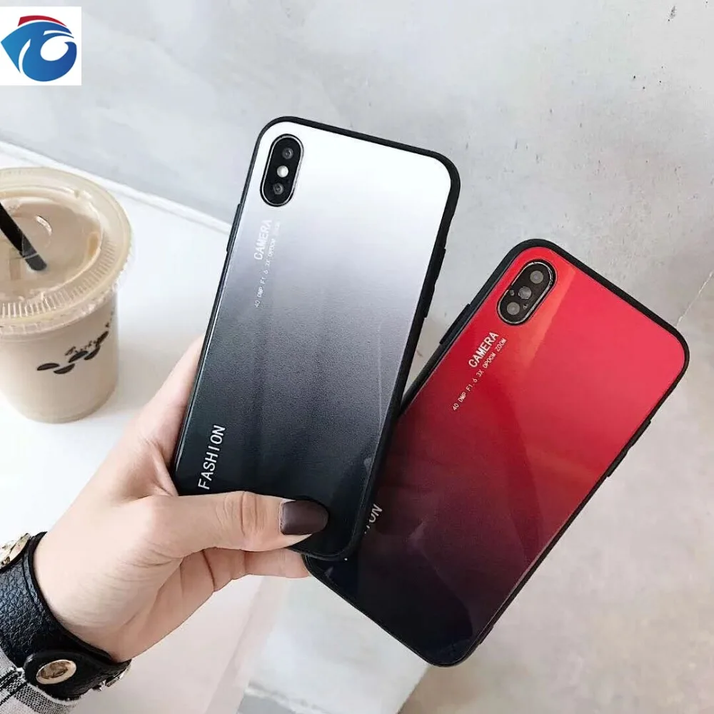 HUANQING Luxury Gradient Glass Phone Case For iPhone 8 6 Plus Phone Cover for Apple iPhone 7 6s Plus X XS XS MAX XR Protection Phone case2