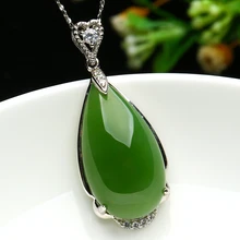 Про русский яшма подвеска стиль природная вода шпинат зеленый нефрит инкрустированные серебром сертификат яйцо лапша 925