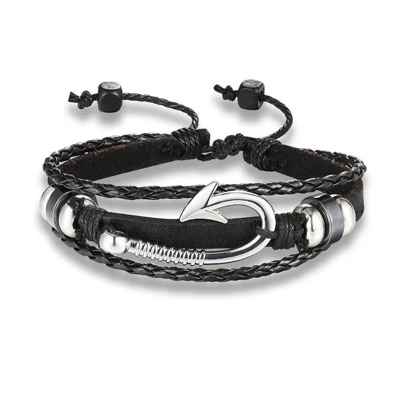 Новые модные браслеты скорпионы, мужские кожаные браслеты с подвеской, браслеты с якорем для глаз, металлические крючки, женские мужские браслеты - Окраска металла: 069A