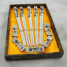 Wholesale1Set/5 пар Китайский Винтаж ручной работы фарфоровые палочки и Поддержка с подарочной коробке(панда& бамбука