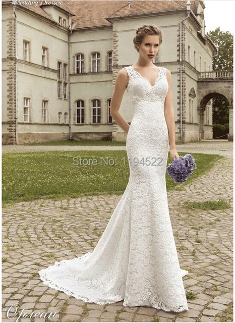 V Neck Corset Wedding Dress