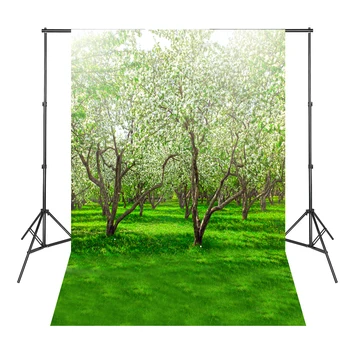 

Green Grass White Flower Trees Backdrop Photography Background Vinyl Studio