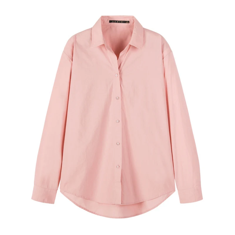 SEMIR, осенняя Новинка, блузка с длинным рукавом для женщин, хлопок, большие размеры, женская рубашка, шикарный дизайн, чувство, рубашка для девочек, модная одежда - Цвет: pink