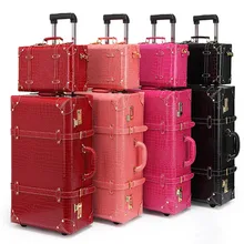 

Retro bag luggage Set suitcase women men travel bags,leather the box PU trolley Cosmetic case,new style, lock, mute,13 22 24