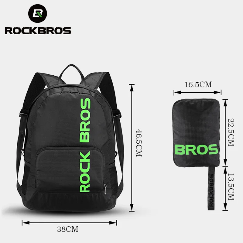 ROCKBROS طوي غير نافذ للمطر في الهواء الطلق المشي أكياس المحمولة الرياضة على ظهره التخييم الدراجات أكياس الرجال النساء حزمة السفر حقيبة أسود