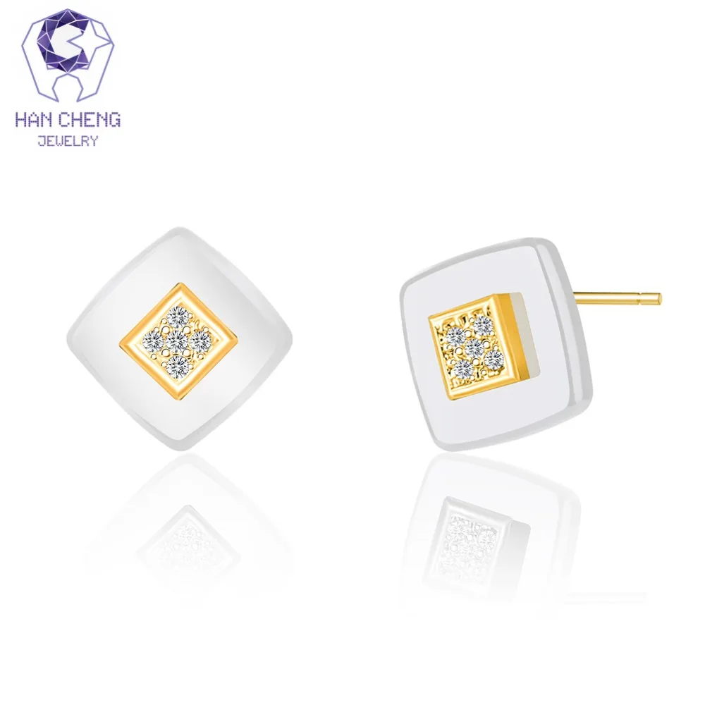 HanCheng новые модные позолоченные серебряные серьги-гвоздики с цирконием и драгоценным камнем для женщин, ювелирные изделия brincos bijoux
