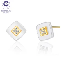 HanCheng новые модные позолоченные серебряные серьги-гвоздики с цирконием и драгоценным камнем для женщин, ювелирные изделия brincos bijoux