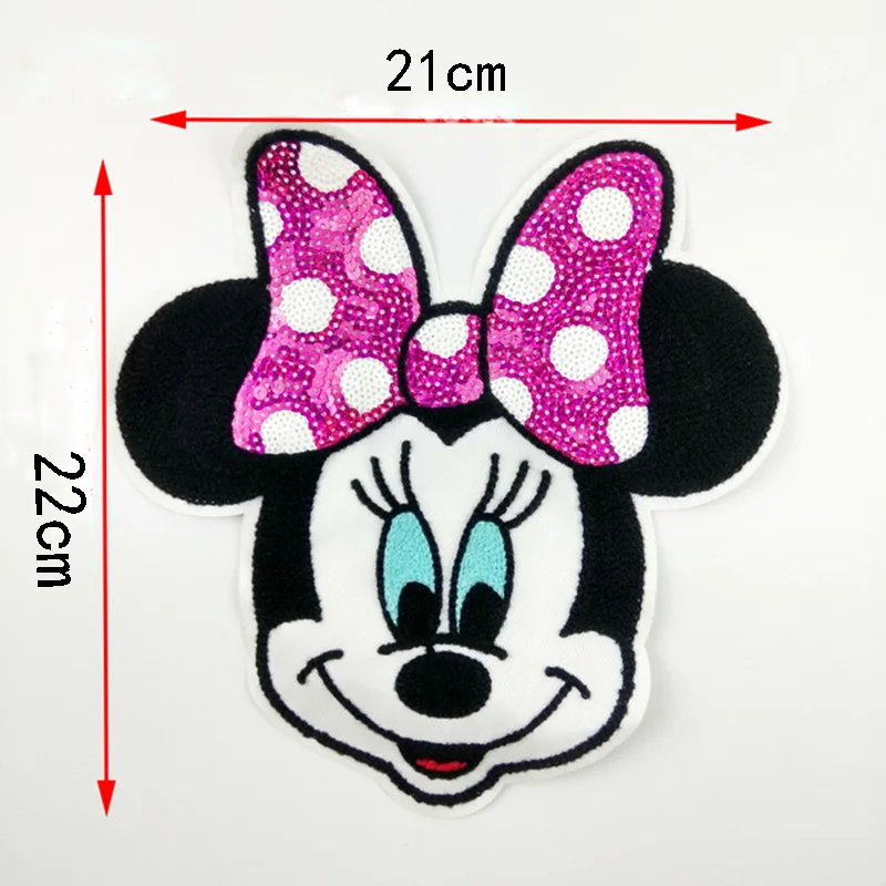 

Big size Embroidered Sew-On Patches Clothes Sewing Mickey Clothing DIY Motif Applique Sticker Sequins handmade patch Minnie