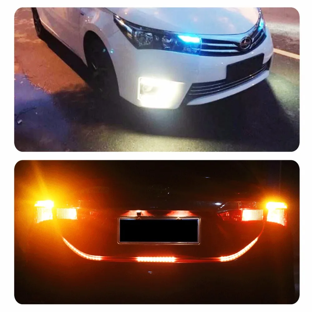 2 шт. 7440 1156 7000k 8000k smd2835 42 led BA15S 12v двойной цветной Автомобильная Поворотная