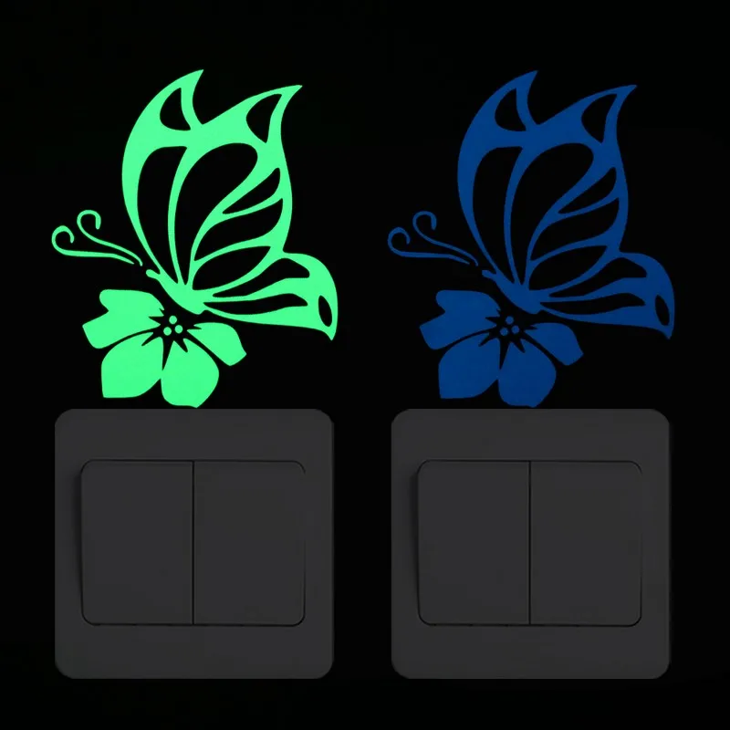 

Beautiful Butterfly Fly on to the Flower Switch Sticker Glow in the Dark Wall Stickers for Kids Rooms DIY Decoration Home Decor