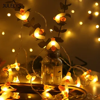 

JULELYS 10M 80 Bulbs Bee LED Garland String Lights Christmas Fairy LED Lights Decorations For Party Wedding Holiday Lighting