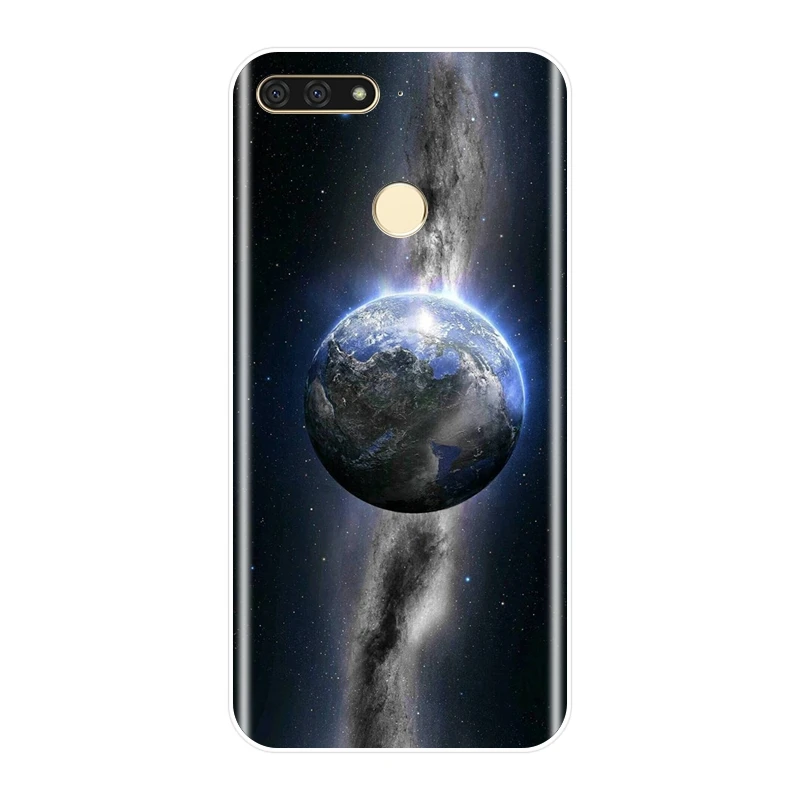 Чехол для телефона Space Earth Blue huawei Y5 Y6 Y7 Prime 2017 2018 Y9 2019 Мягкая силиконовая задняя