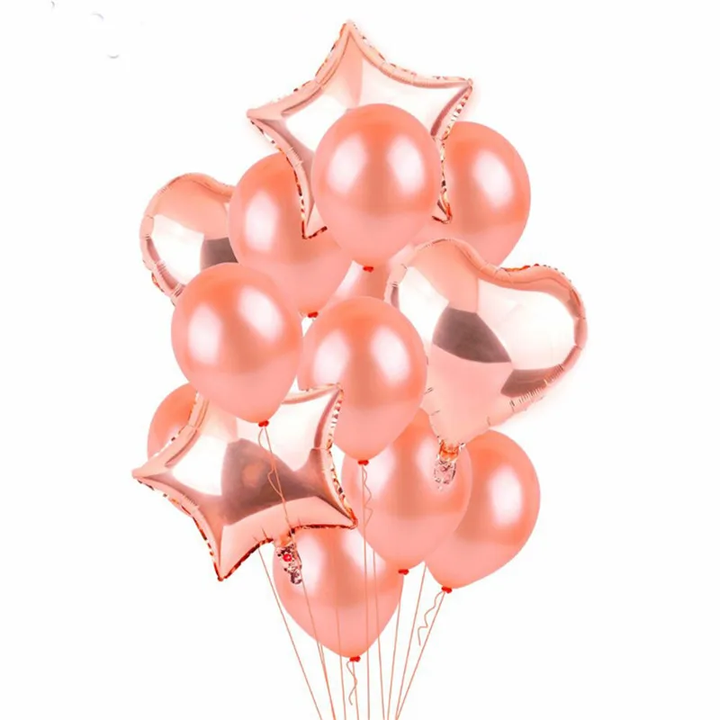 

1Set Wedding Birthday Party Rose Gold Latex Sequinned Ballons Baby Shower Decorations Heart Star Letter Aluminium Foil Ballons