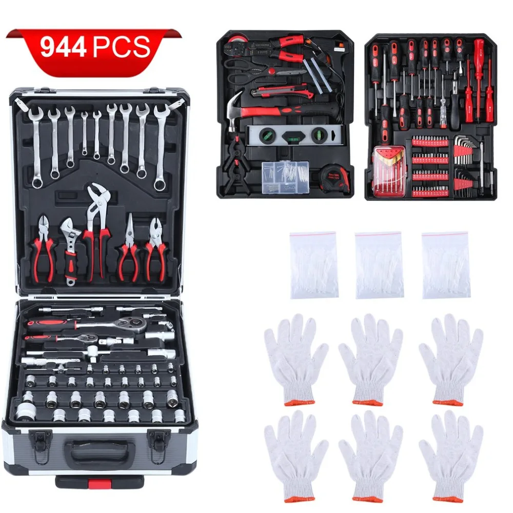 

New 944 PCS Portable Tool Trolley Set Universal Mobile Workshop Toolbox With Aluminum Alloy Carry Box Precision Tool Box