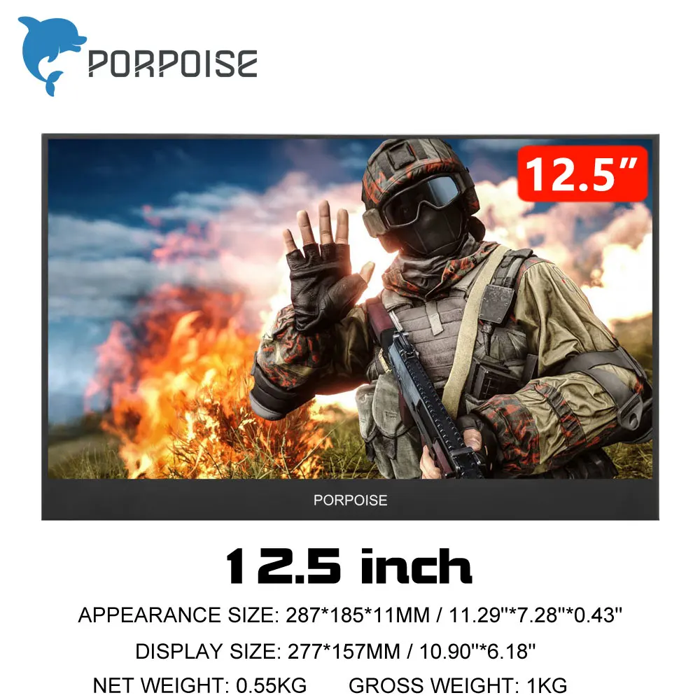 

New 12.5 inch Portable Computer Monitor PC HDMI PS3 PS4 Xbo x360 1080P IPS LCD LED Display Monitor for Raspberry Pi