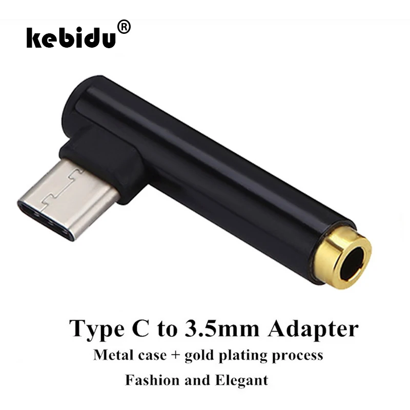

kebidu USB Type C to 3.5mm Jack Headphone Adapter Type-C to AUX Audio Splitter USB C Earphone Adapter For Xiaomi 6 Letv 2 2 pro