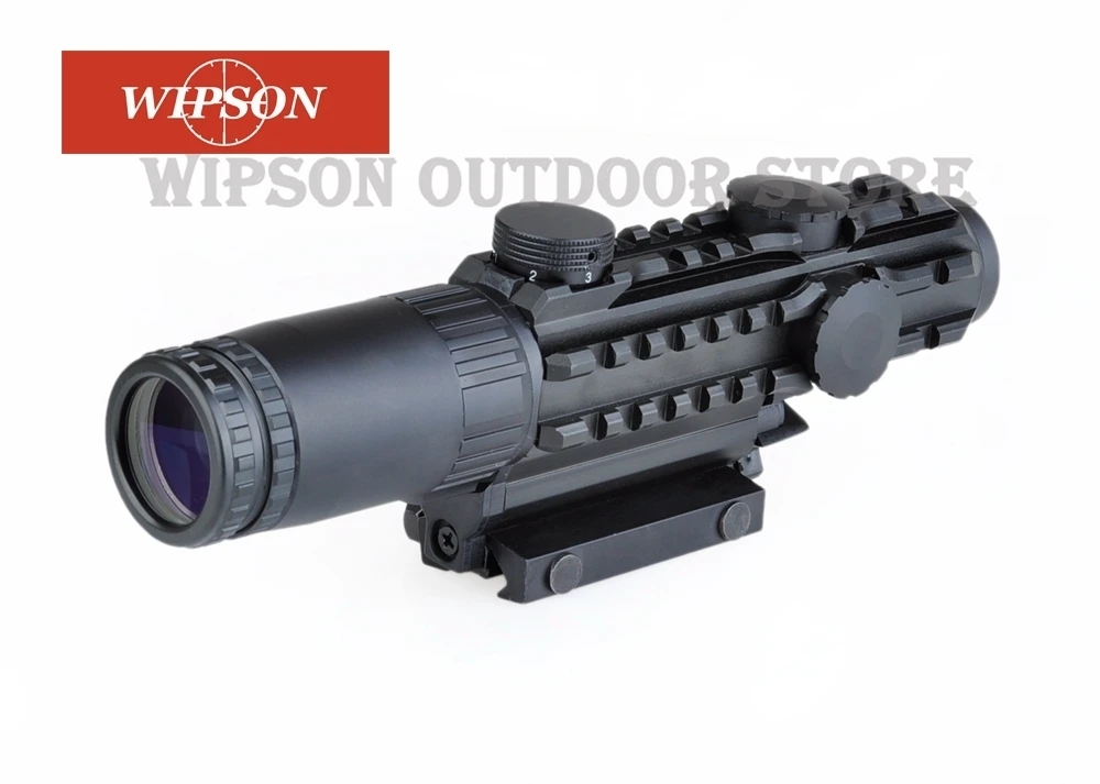 WIPSON Aim Airsoft 1-3x28 Riflescope желтый с подсветкой дальномер Сетка ружье воздушный охотничий прицел с крышкой объектива 1-3 раза