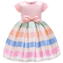 Платье в полоску с цветочным рисунком для маленьких девочек; одежда для маленьких девочек; платья для девочек; Рождественский костюм для девочек; vestidos; платье принцессы для малышей