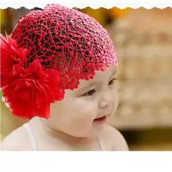 HOOYI эластичные Детские повязка с цветами повязка на голову для обувь девочек чистая ленты волос красный розовый