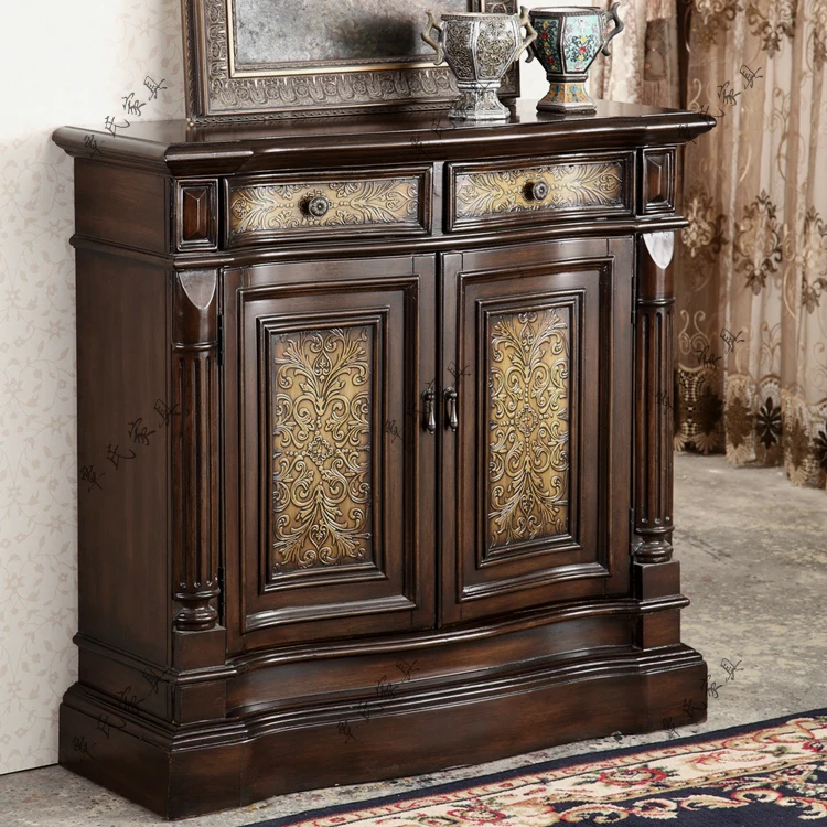 

American country modern retro hall entrance cabinet solid wood European-style neoclassical furniture for old wall cabinets