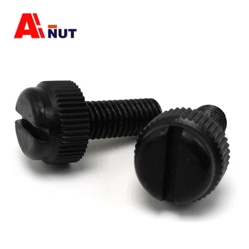 

m5 nylon thumb screw , plastic insulation knurled slotted screw ,DIY black nylon fasteners
