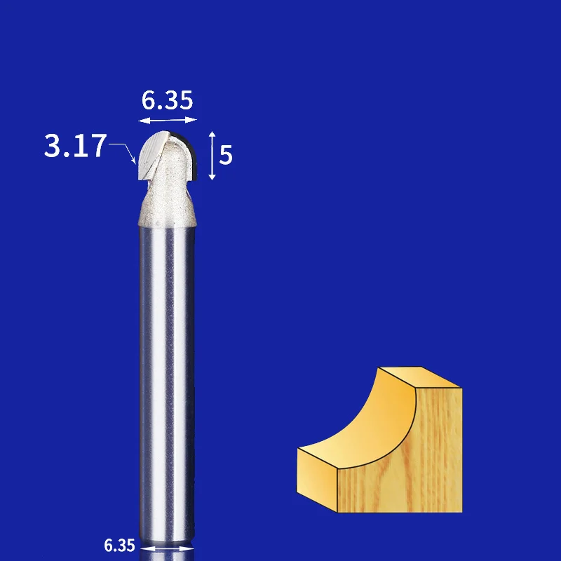 6,35 мм и 12,7 мм-1 шт., твердый карбид cnc деревообрабатывающий вставной маршрутизатор бит, круглое дно Древесины Гравировальный фрезерный резак, MDF Концевая мельница - Длина режущей кромки: 6.35 x 6.35