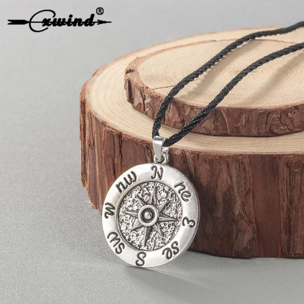 Ожерелье Cxwind с подвеской и компасом Vegvisir ручная гравировка украшения руны