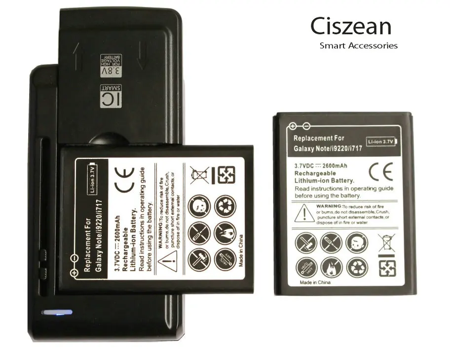 

2x 2600mAh EB615268VU Replacement Li-ion Battery + Universal Charger For Samsung Galaxy Note GT-N7000 N7000 GT-I9220 I9220 T879