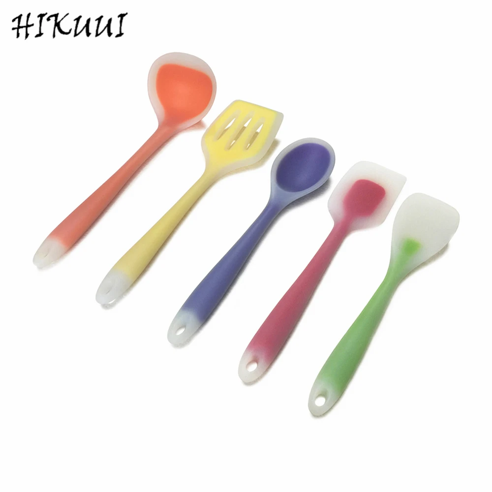 

1 Pc Silicone Cooking Utensils Spoon and Spatula Heat-Resistant Kitchen Cooking Tools Silicone Baking Tools as Picture Coloful