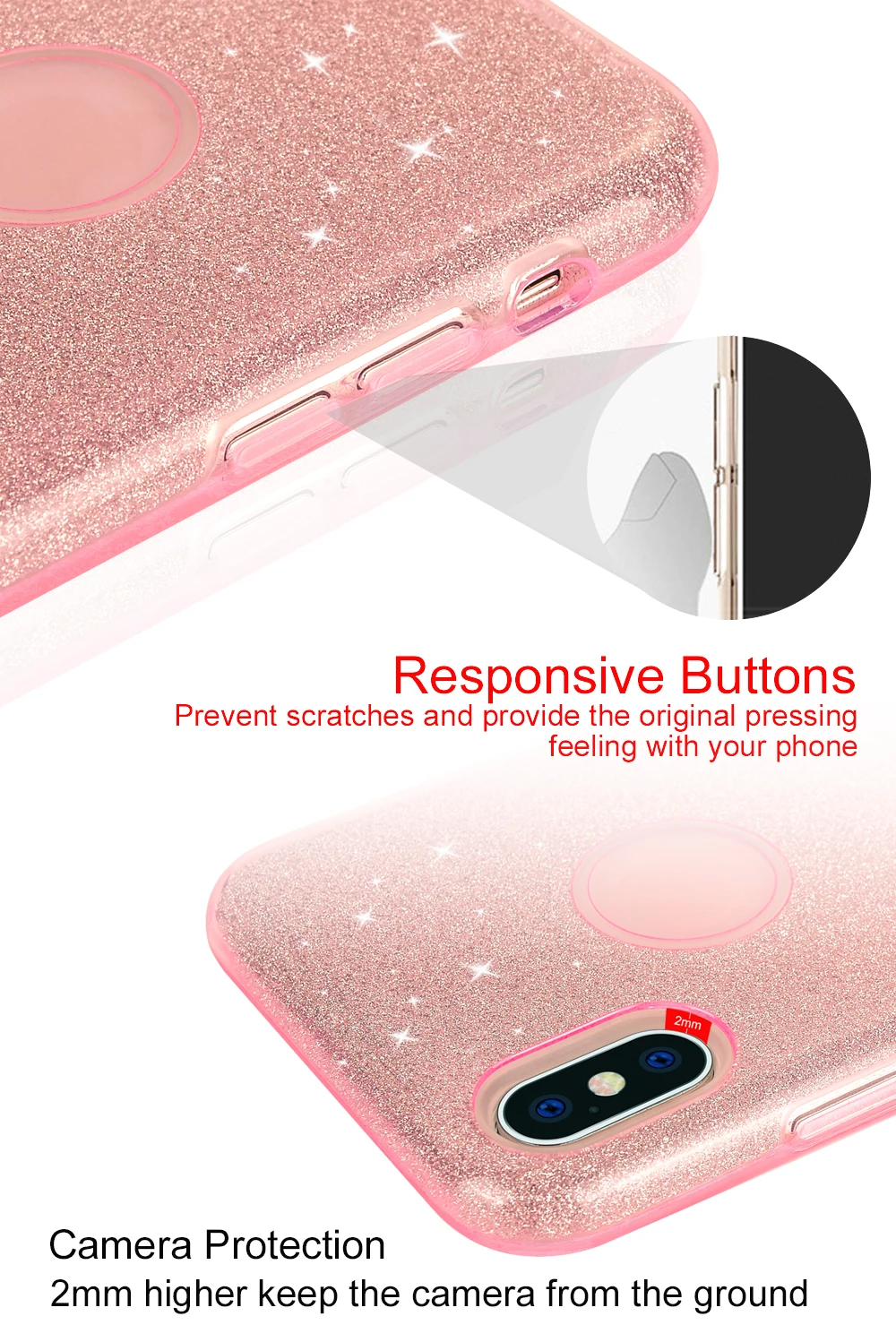Ascromy Glitter Case For iPhone X Bling Hybrid Silicone Cover For iPhone XS Max XR 8 Plus 7 6 6s 5 5S SE Girls Coque Accessories (3)